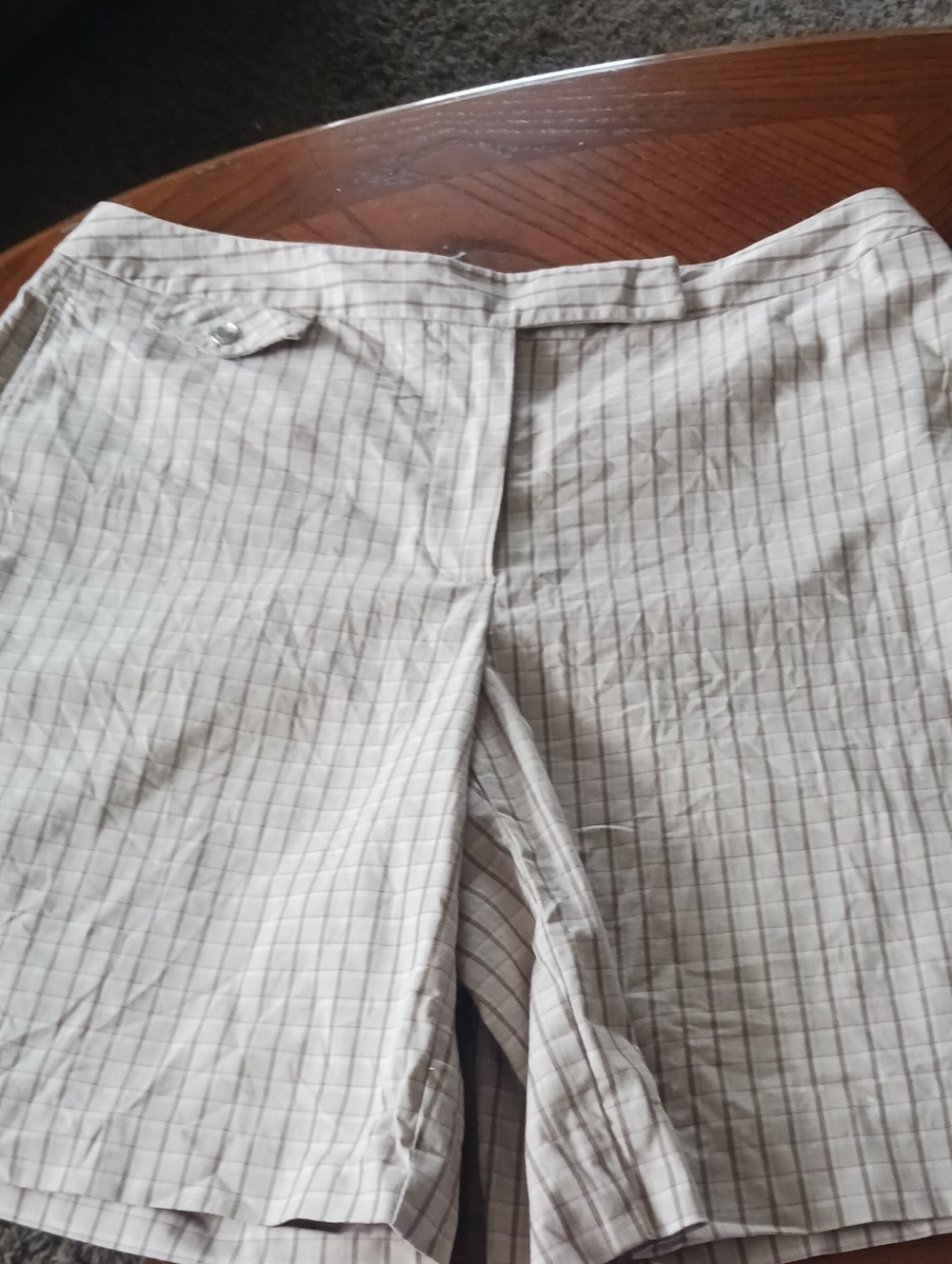 High-Waist Women's White Plaid Shorts